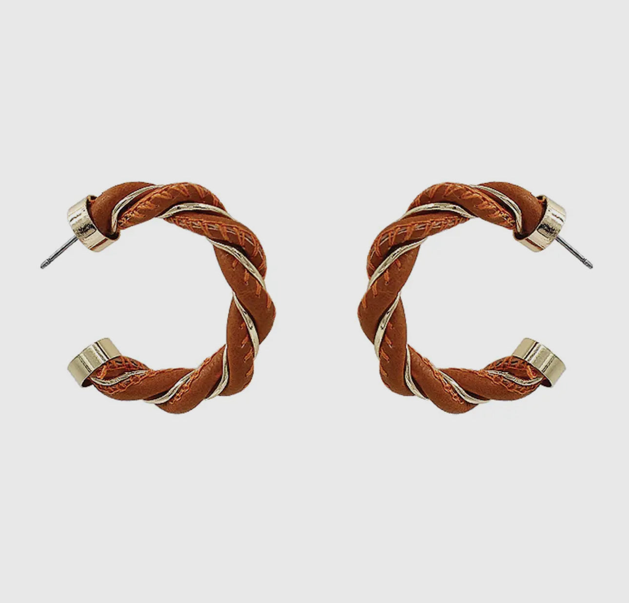 Twisted Leather Hoop Earrings