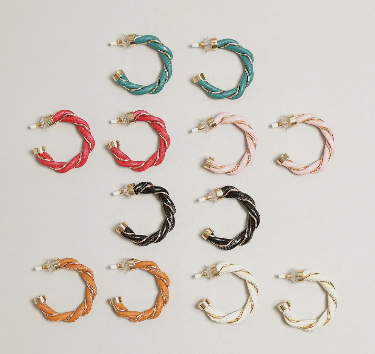 Twisted Leather Hoop Earrings
